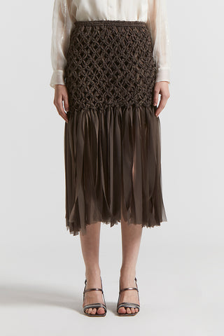 Hand-woven skirt in ultra lightweight chiffon