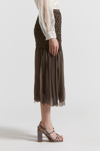 Hand-woven skirt in ultra lightweight chiffon