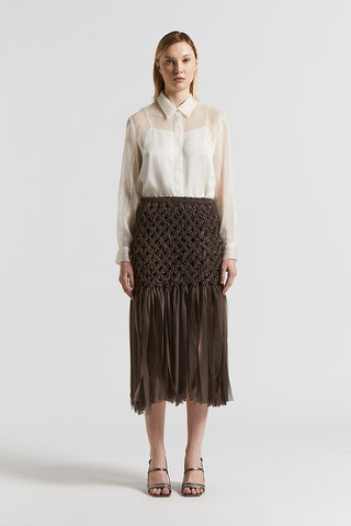 Hand-woven skirt in ultra lightweight chiffon