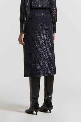 Sequinned pinstripe skirt