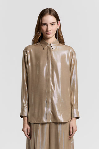 Viscose lamé twill shirt