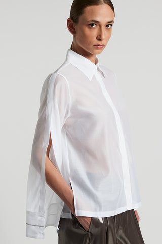 Matt silk and cotton organza shirt