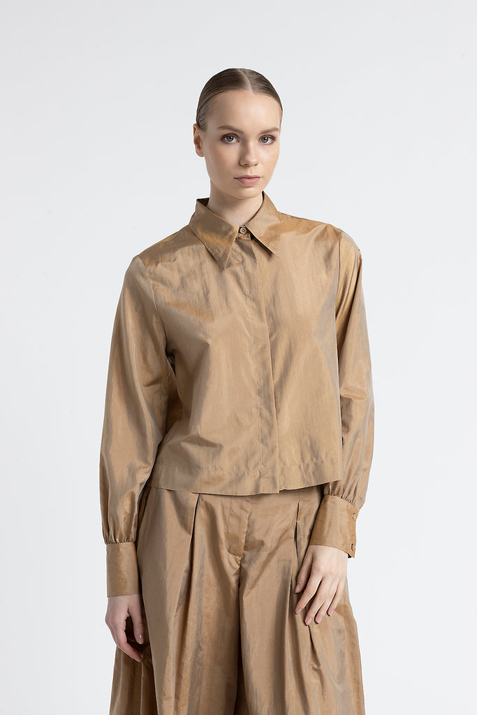 Light silk blend cropped shirt  