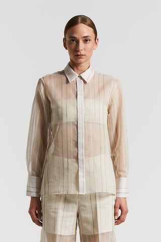 Striped cotton silk organza shirt