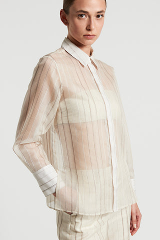 Striped cotton silk organza shirt