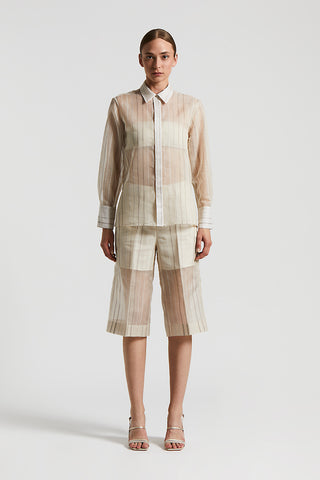 Striped cotton silk organza shirt