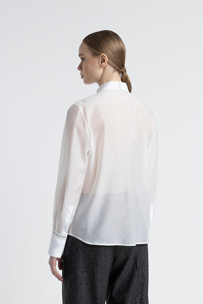 Cotton and silk shirt with tuxedo collar  