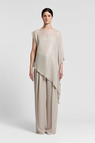 Wet-effect georgette shirt