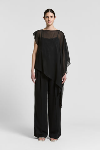 Wet-effect georgette shirt