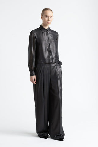 Laminated georgette palazzo trousers  