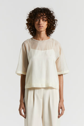 Lightweight crepe-effect organza blouse