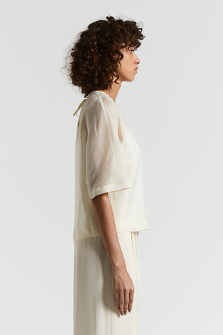 Lightweight crepe-effect organza blouse