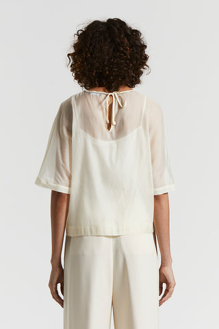 Lightweight crepe-effect organza blouse