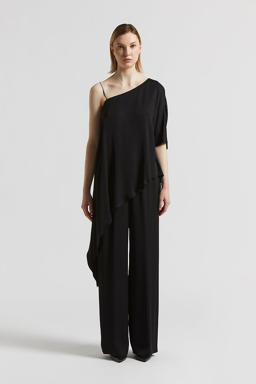 Asymmetrical viscose one-shoulder top | Peserico Asymmetrical viscose one-shoulder top | Peserico