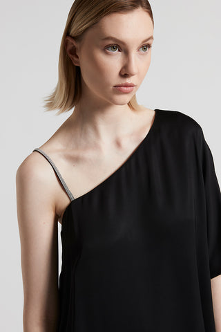 Asymmetrical viscose one-shoulder top