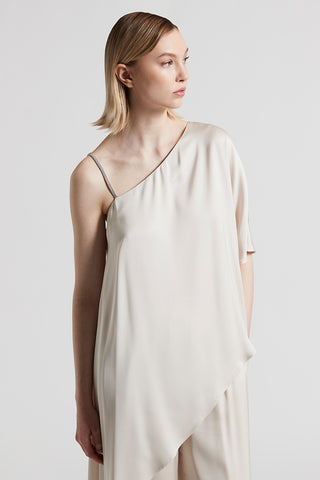 Asymmetrical viscose one-shoulder top