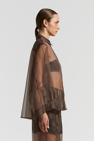 Oversize shirt in technical silk organza