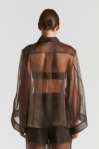 Oversize shirt in technical silk organza