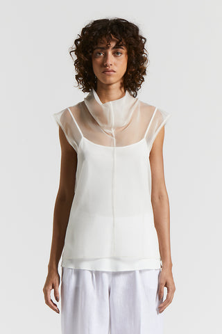 Technical organza crater neck top