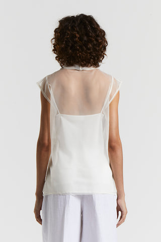 Technical organza crater neck top