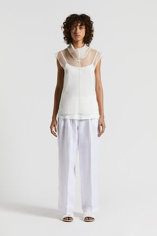 Technical organza crater neck top