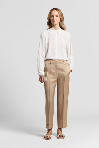 Silk-blend crepe de chine shirt