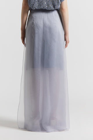 Long skirt in lightweight silk organza