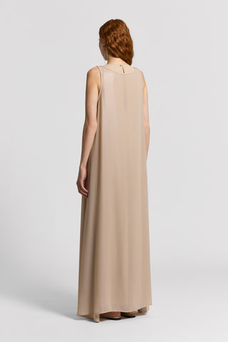Georgette dress with silk-blend crepe de chine