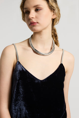 Fluid viscose velvet top