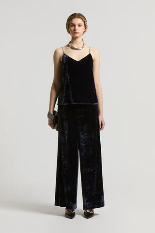 Fluid viscose velvet top