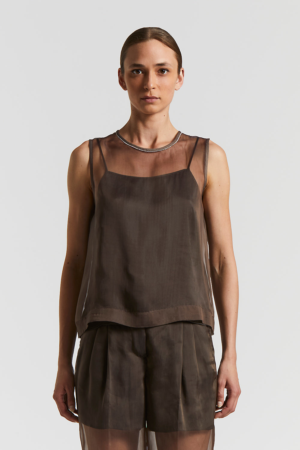 Oversize shirt in technical silk organza | Peserico
