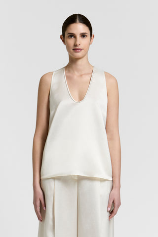 Top de raso de viscosa y lino