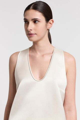 Top de raso de viscosa y lino