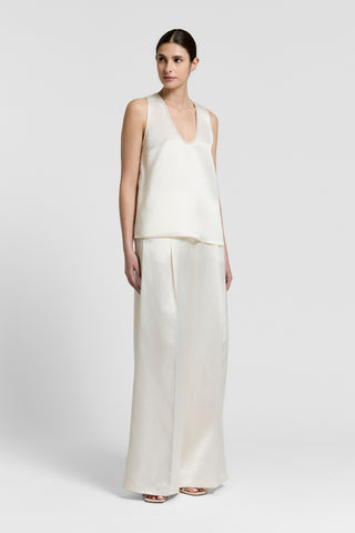 Top de raso de viscosa y lino