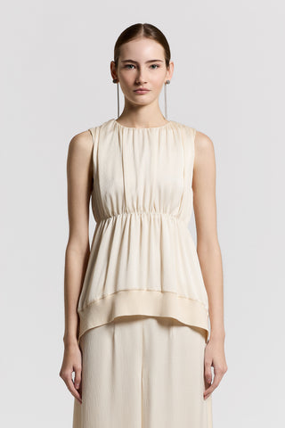 Top de raso con detalles de algodón