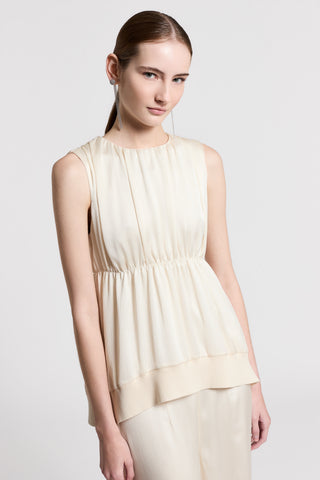 Top de raso con detalles de algodón