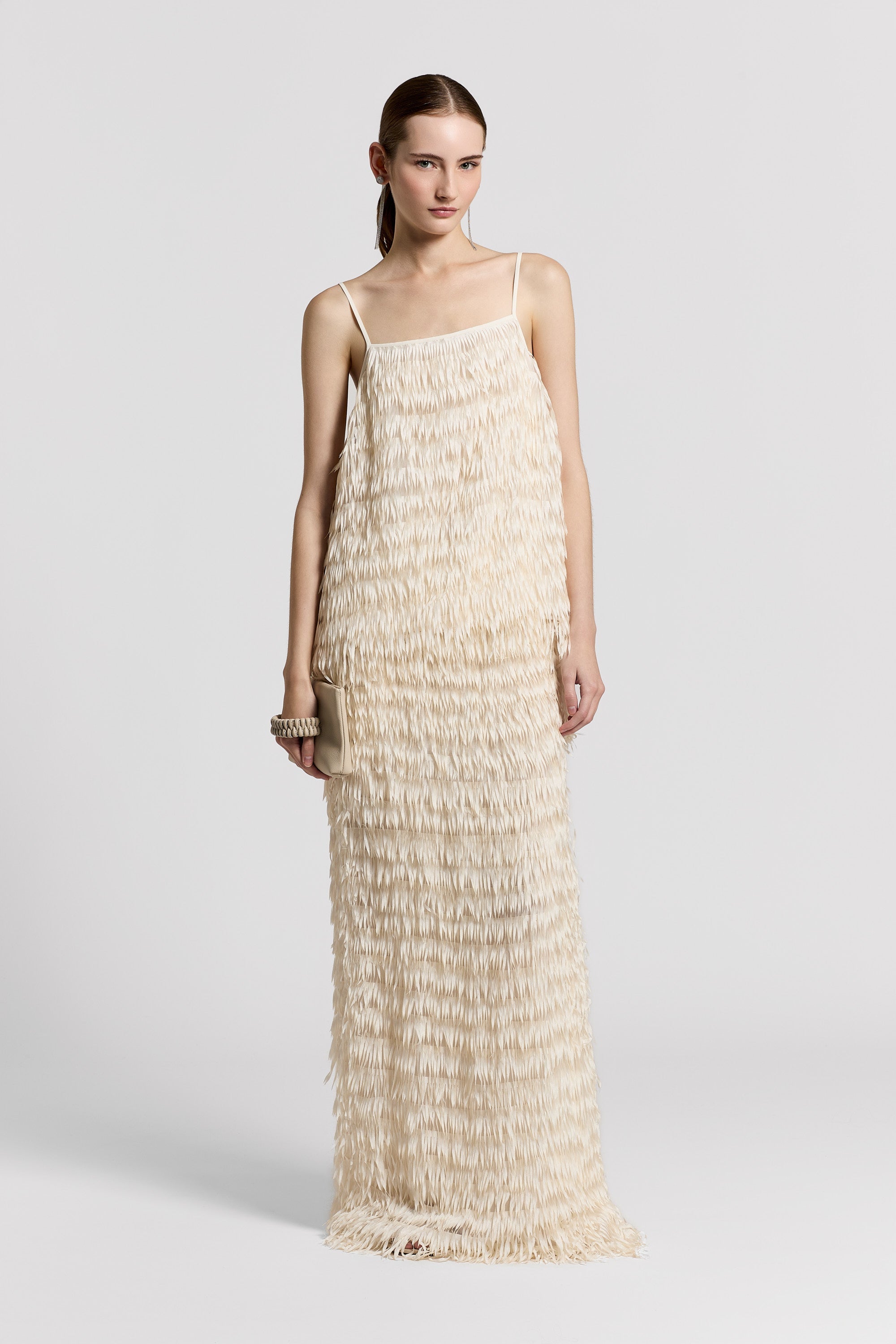 Organza top with crepe de chine fringes | Peserico