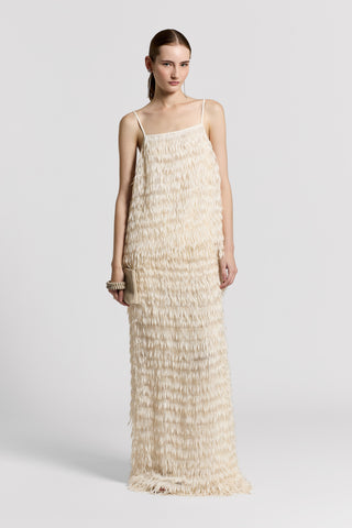 Organza skirt with crepe de chine fringes