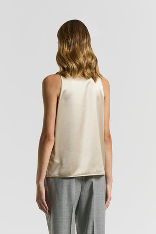 U-shaped neckline top in laminated viscose