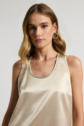 U-shaped neckline top in laminated viscose