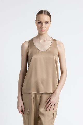 Cady envers satin U neck top  