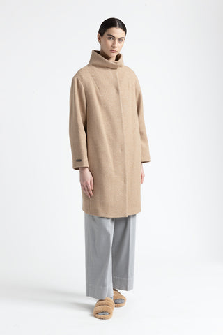 Wool and lurex coat with high collar  