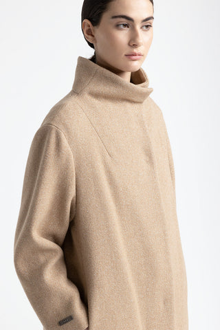 Wool and lurex coat with high collar  