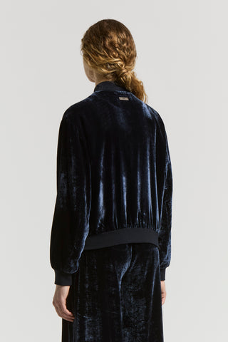 Fluid viscose velvet bomber jacket