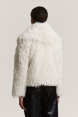 Double-breasted coat in faux fur 5 / 5