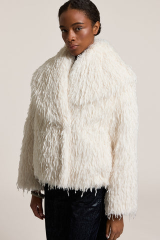 Double-breasted coat in faux fur 4 / 5
