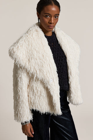 Double-breasted coat in faux fur 3 / 3