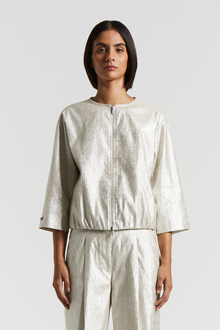 Metallic effect cotton linen jacket