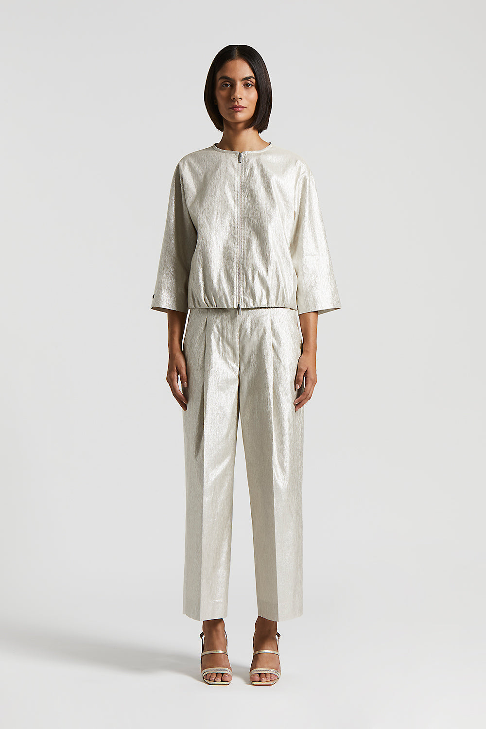 Metallic effect cotton linen jacket | Peserico