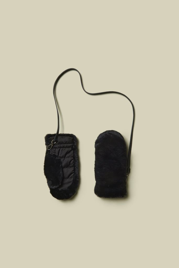 Eco-fur and nylon mittens  